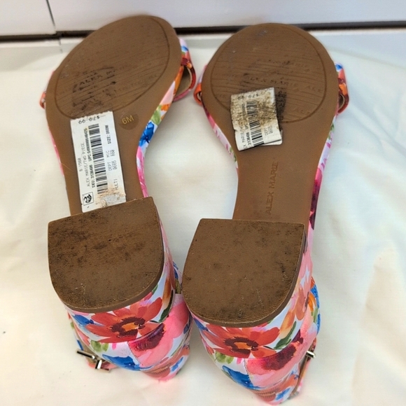 Alex Marie Malahn Floral Leather Ankle Strap Block Heel Dress Sandals Size 6 - Picture 6 of 7